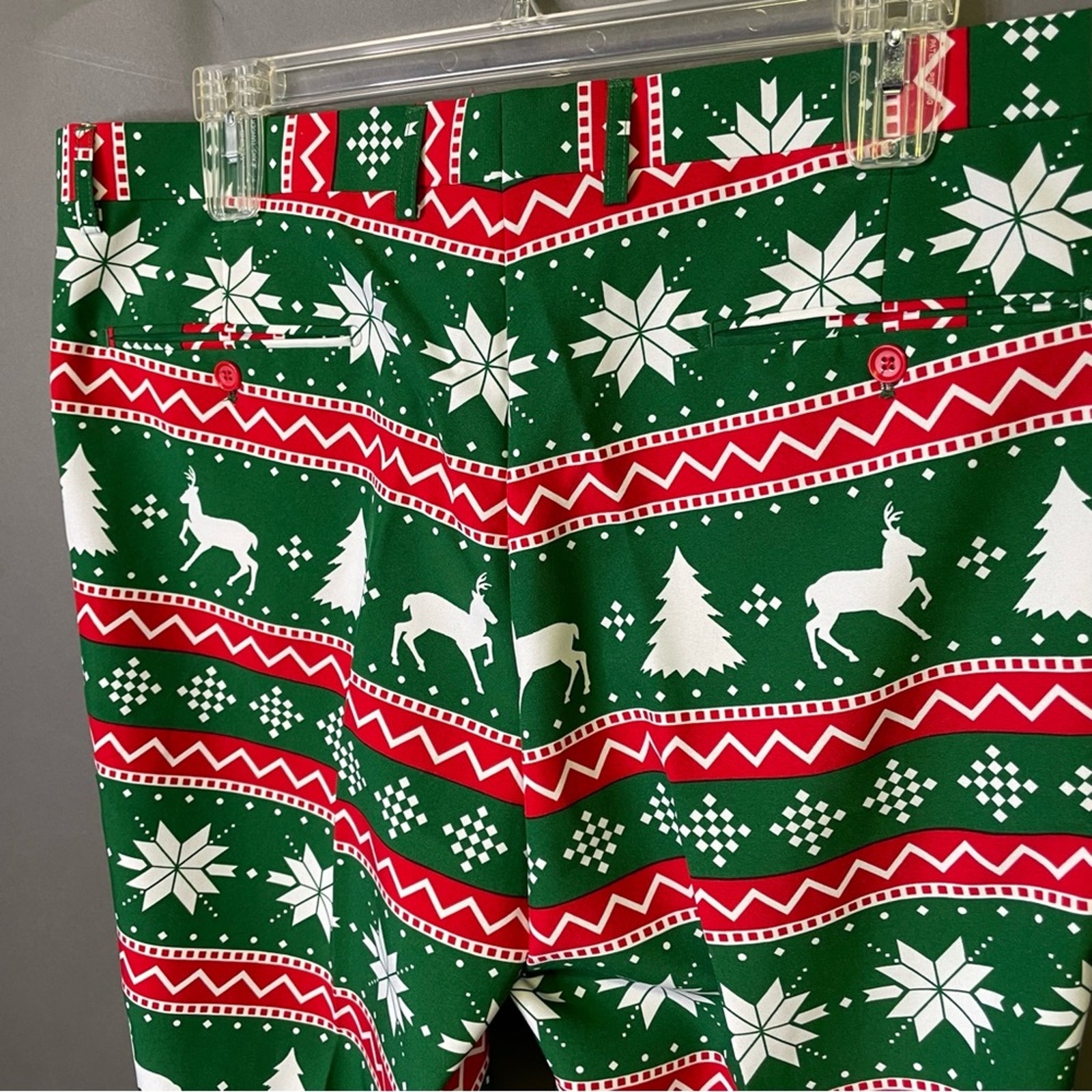 Opposuits Christmas Suit Pants Size 48 Holiday Santa Green Red White — image 7 of 8